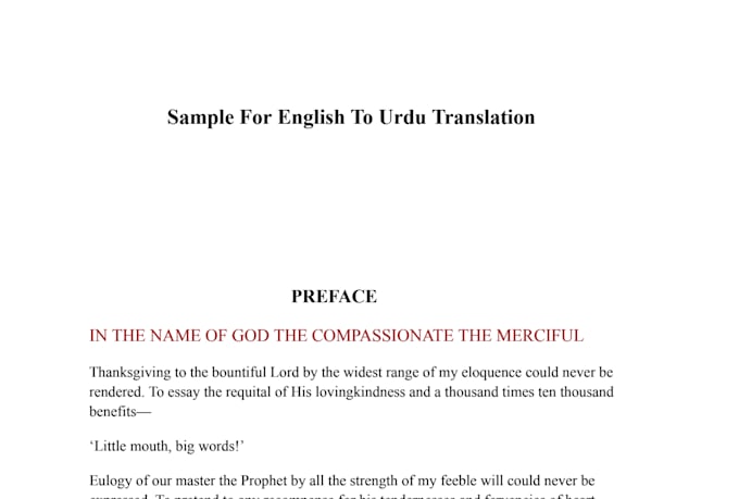manually do english urdu book translation